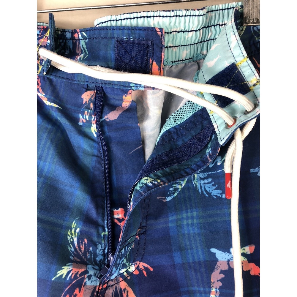 TOMMY BAHAMA Mens 31 Boardshorts Blue Tropical Zipper Front - Picture 5 of 9